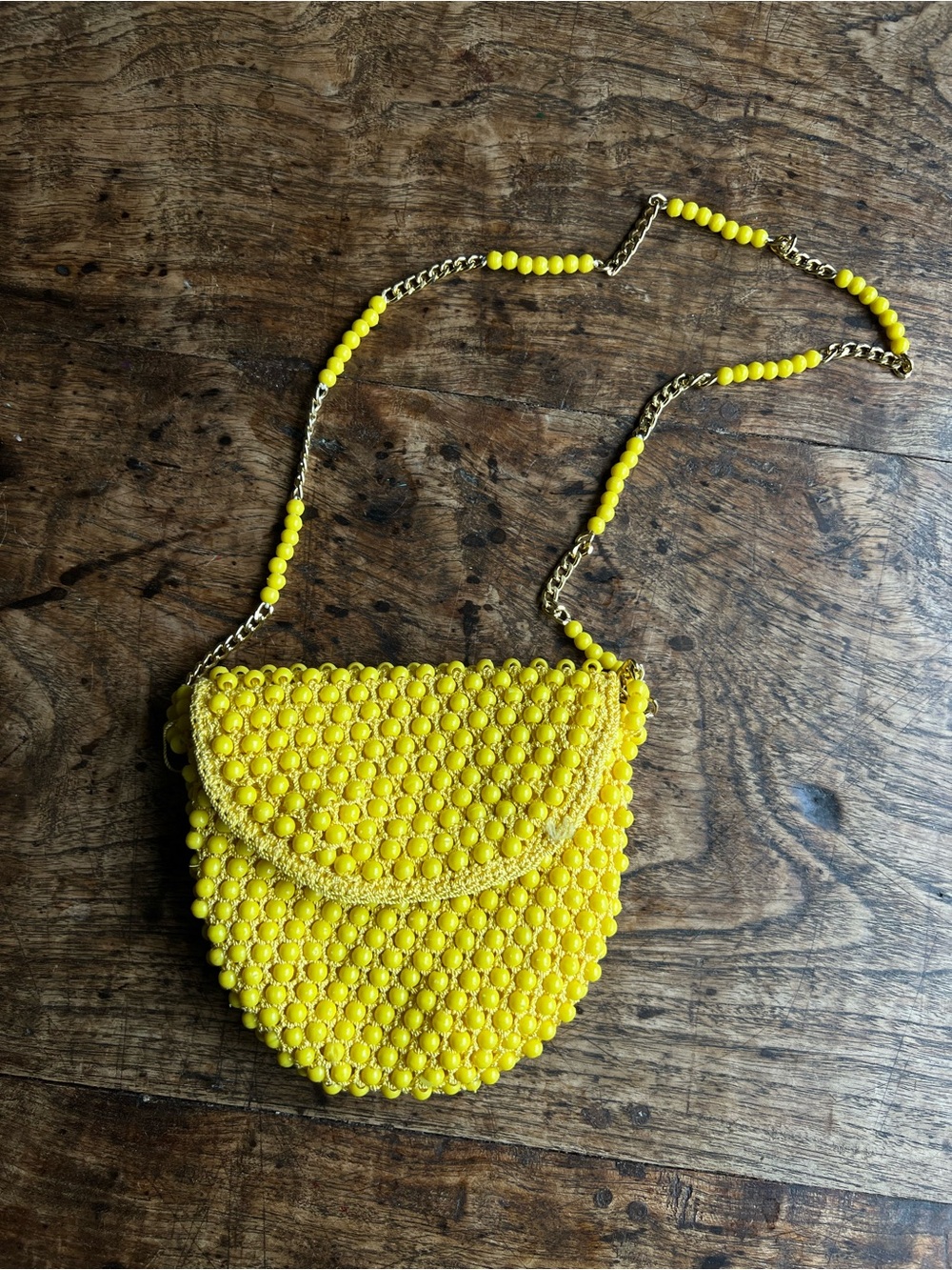 Vintage beaded bag made in Italy yellow